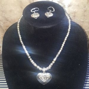 Silver plated necklace & earrings